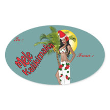 Stickers étiquette cadeau de Noël Pinup Wahine