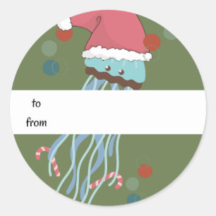 Stickers étiquette cadeau méduse