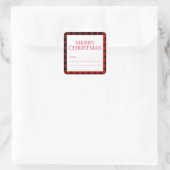 Stickers étiquette cadeau Red Black Plaid Joyeux N (Sac)