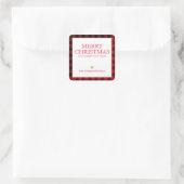 Stickers étiquette cadeau simple rouge plaid Joyeu (Sac)