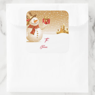 Stickers étiquette cadeau Snowman