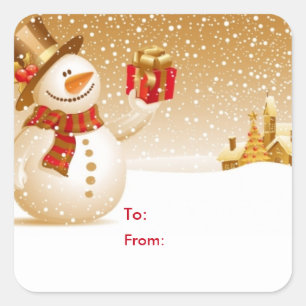 Stickers étiquette cadeau Snowman