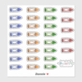 Stickers Étiquette Crayon - Bleu, orange, vert et  (Feuille)