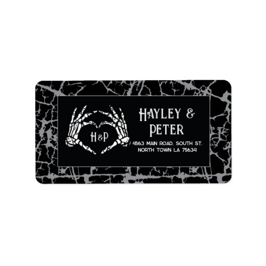 Stickers Étiquette de adresse mariage Skeleton Hea (Devant)