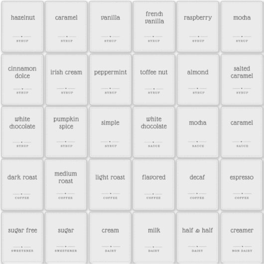 Stickers Étiquette de bar à café transparent 2 x 2 (Devant)