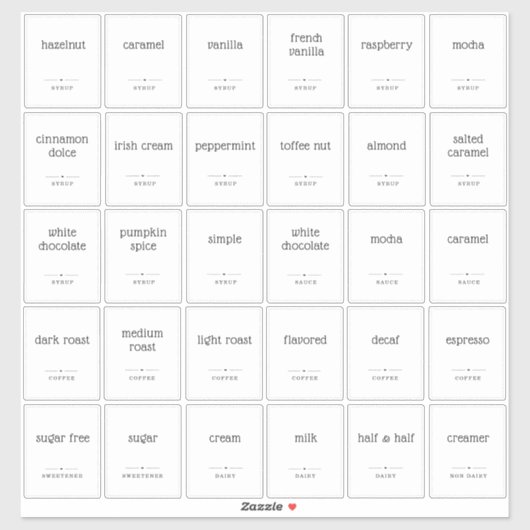 Stickers Étiquette de bar à café transparent 2 x 2 (Feuille)