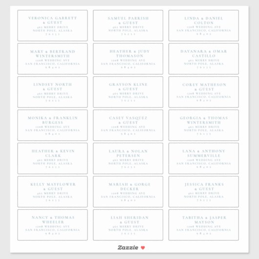 Stickers Étiquette de messagerie pour Mariages pré (Feuille)