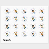 stickers étiquette de Noël Corgi snowboard (Feuille)