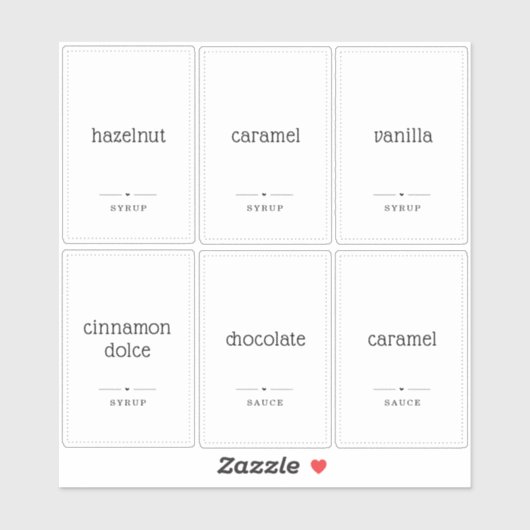 Stickers Étiquette de sirop de café transparent 2x (Feuille)