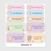 Stickers Étiquette Nom du chat Cute Chibi (Feuille)