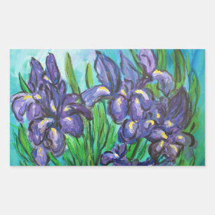 Stickers Étiquette Peinture à la Fleur Irises Viol