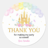 Stickers Étiquette Pink Gold Princess Castle (Devant)