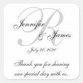 Stickers Étiquettes de Merci Monogram Mariage (Devant)