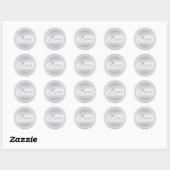 Stickers Étiquettes en argent élégant MERCI (Feuille)