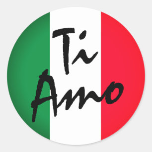 Stickers Étiquettes ronds du drapeau italien Ti Am