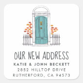 Stickers Faire-part de déplacement de porte bleue (Devant)