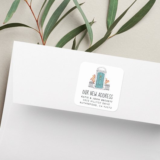 Stickers Faire-part de déplacement de porte bleue