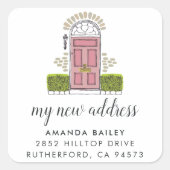 Stickers Faire-part de déplacement de porte rose (Devant)