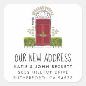 Stickers Faire-part de déplacement de porte rouge (Devant)