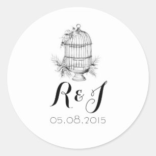 Stickers Faire-part de mariage classiques en cage 