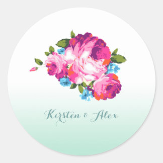 Stickers Faire-part de mariage floraux Ombre Mint