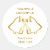 Stickers Faire-part de mariage Or Cloches Et Ruban (Devant)