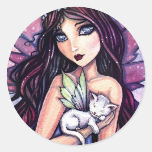Stickers Fairy with White Cat par Molly Harrison