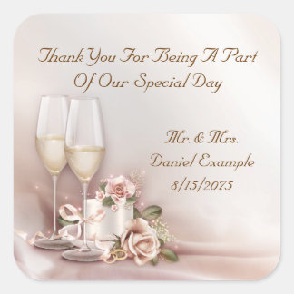 Stickers Faveur Mariage Gâteau Champagne