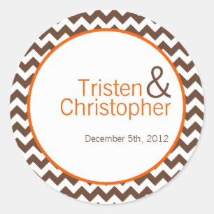 Stickers Favor 20 - 1,5" Brown Orange Chevron