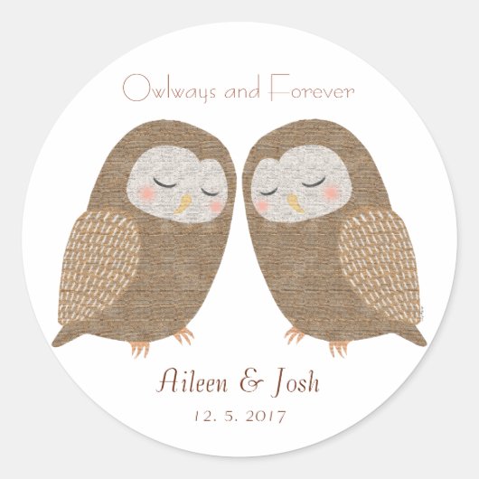 Stickers Favor de mariage Chouette Couple Stickers (Devant)