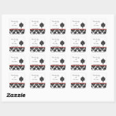 Stickers Favoriser Black Red Damask Lace Print (Feuille)
