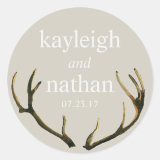 Stickers Favour Mariage Rustique Antlers Personnal