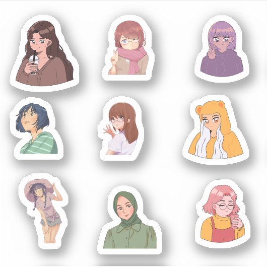 Stickers Femme Anime (Devant)