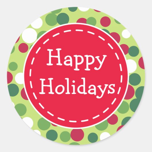Stickers Festive Retro Christmas Dot Happy Holiday (Devant)