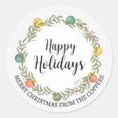 Stickers Festive Wreath Happy Holidays (Devant)