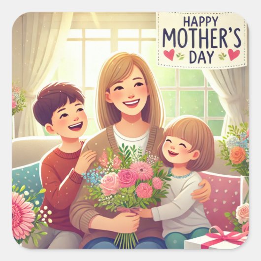 Stickers fête de la mère heureuse (Devant)