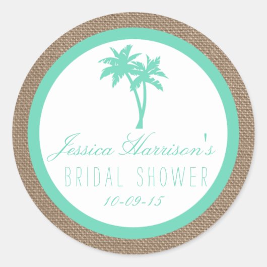 Stickers Fête des mariées Tropical Palm Tree Beach (Devant)