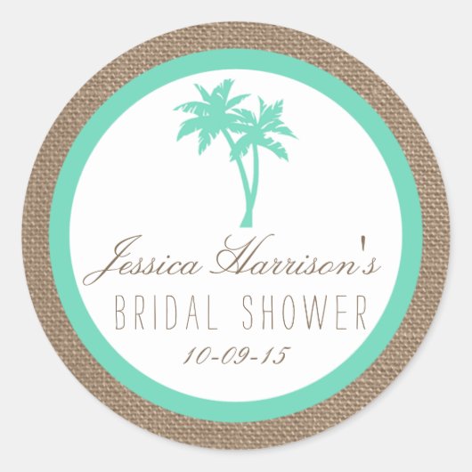 Stickers Fête des mariées Tropical Palm Tree Beach (Devant)
