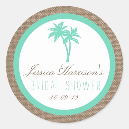 Stickers Fête des mariées Tropical Palm Tree Beach (Devant)