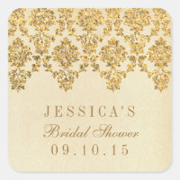 Stickers Fête des mariées vintage Glam Gold Damask