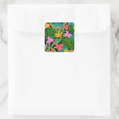 Stickers Feuille Motif aux fleurs tropicales color (Sac)