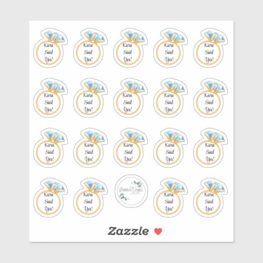 STICKERS FIANÇAILLES PERSONNALISÉS (Feuille)