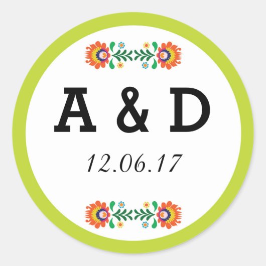 Stickers Fiesta Floral mexicain rond Étiquette de  (Devant)