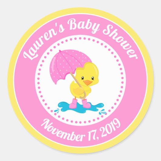 Stickers Fille Canard Baby shower Fête Favoriser (Devant)