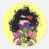 Stickers fille & Fleurs (Devant)