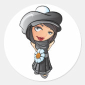 Stickers fille française timide (Devant)