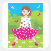 Stickers Fillette Et Papillons (Devant)