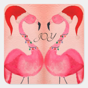Stickers Flamant rose de Noël Joyeux