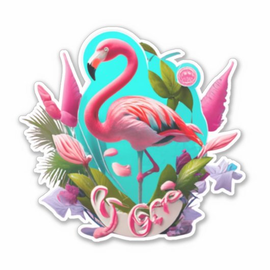 Stickers Flamant rose pour égayer votre journée (Devant)