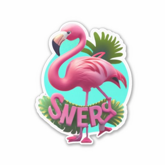 Stickers Flamant rose pour ordinateur portable et (Devant)